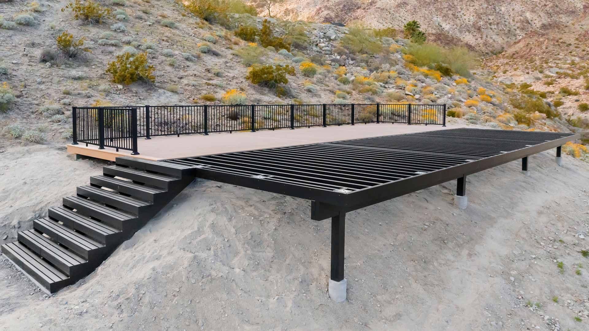 An example of a TimberTech deck with aluminum framing.