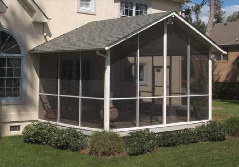 A screened in porch deck.